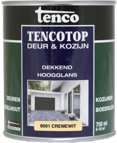 Tenco tencotop deur & kozijn dekkend hoogglans crèmewit (RAL 9001) - 750 ml