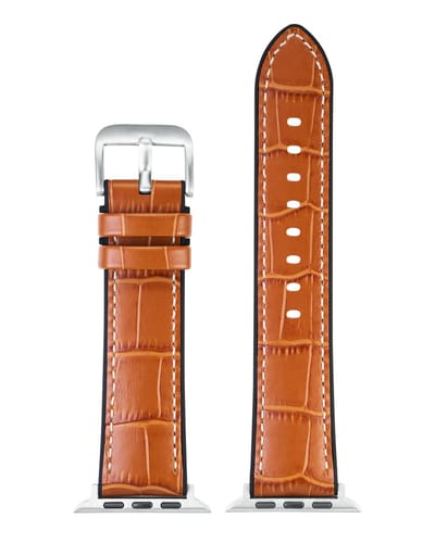 EULIT horlogeband geschikt voor Apple Watch 38/40/41 maat - Serie 1/2/3/4/5/6/7/8/9/10 + SE - eutec belize smart - 20 mm - goudbruin licht bruin - metalen gesp - incl. adapter