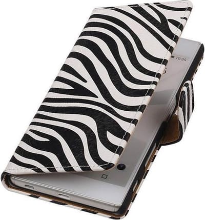 Zebra Bookstyle Wallet Case Hoesje Geschikt voor Sony Xperia Z5 Wit