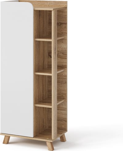 Vicco Karen Halfhoge kast – 50 x 128 cm met deur en open vakken Sonoma/Wit