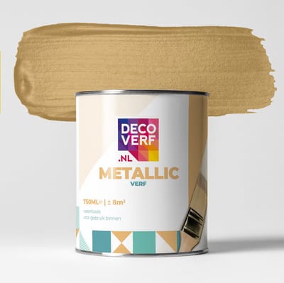 Decoverf metallic verf zacht goud, 750ml