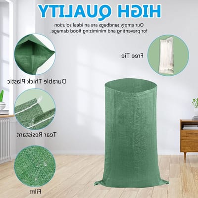 20 Stuks Zware Sandbags voor Bouw en Tuin, 50x80cm Woven Rubber, Afvalopslag en Overstromingsbescherming, Ideaal voor Tuinwerk en Constructie