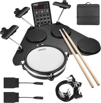 Elektrisch Drumstel met Drumstokken - Drumstel voor Kinderen of Volwassenen - Drumstel Elektronisch – Drumpad – Met 2 Pedalen – Incl. Draagtas - Zwart