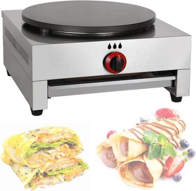 Pannenkoekenpan - Crepe maker Griddle - Ontbijt Maken - Anti-aanbaklaag - 40 cm Diameter - Zilver