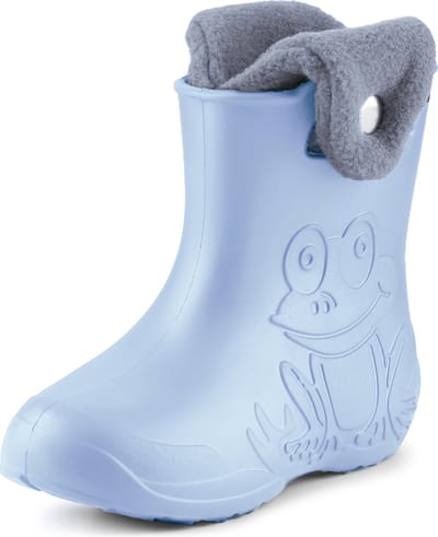 Ladeheid LA-CA-FrogButton Kinder Regenlaarzen - Rubber - met Binnenschoen - EVA - Wasbare Binnenschoen – Lichtblauw -22/23