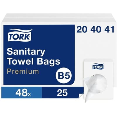 Tork 204041 1200st Damesverbandzakjes wit B5 95x32x135mm a 1200 stuks (204041)