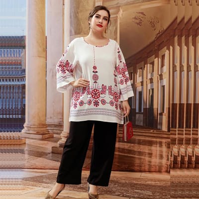 5XL Plus Size Blouse Shirt Vrouwen O Hals Lange Mouw Bloemenprint Casual Blouse Losse Oversized Dames Tuniek Tops XL