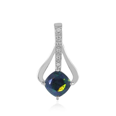 Cavill - Zilveren Geplateerde Hanger - 925 Sterling Zilver - Ethiopische Mezezo Opaal 1,66 ct - Cambodjaanse Zirkonia 0,11 ct - Elegant