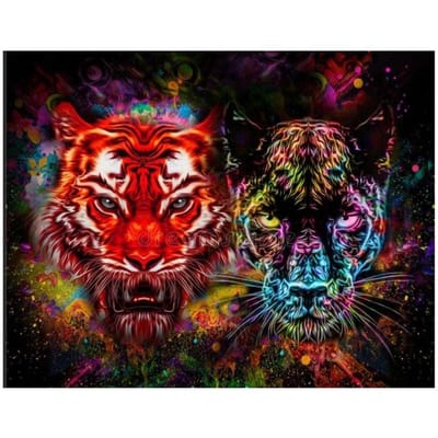 DIY Diamond Painting Kleur Tijger en Luipaard Volledig borduurwerk Diamantfoto 20X30CM red