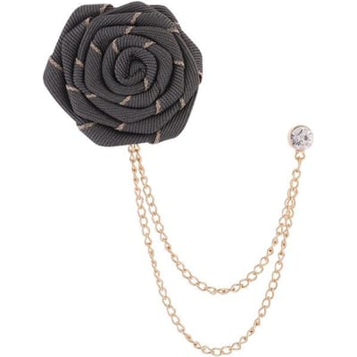 Stof Stof Roos Bloemen Broches Kristallen Kwast Ketting Reversspelden Herenpak Overhemd Badge Bruiloft Mode Sieraden Cadeaus grijs