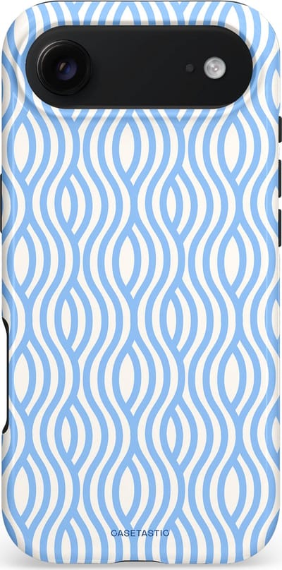 Casetastic hoesje geschikt voor Apple iPhone Air - MagSafe - Dubbellaagse bescherming - Zeegolf Patroon - Fashion Case - Lichtblauw Wit Lichtgrijs