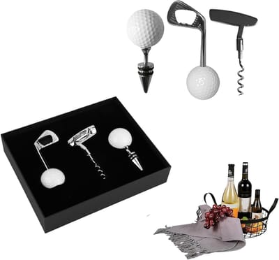 Golf Club en Golfbal Wijnopener Set van Zinklegering - Perfecte Cadeauset voor Wijnliefhebbers en Golfliefhebbers met Eenvoudige Openingstechniek
