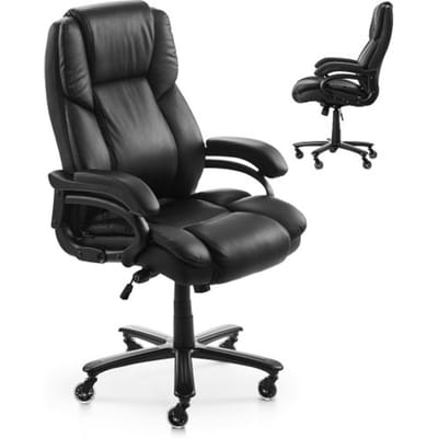 VEVOR Executive Bureaustoel Draaistoel met Hoge Rug & Lendensteun (Draaiknop), Ergonomische Bureaustoel met Verstelbare Kantel & Hoogte voor Werk Studeren Gamen