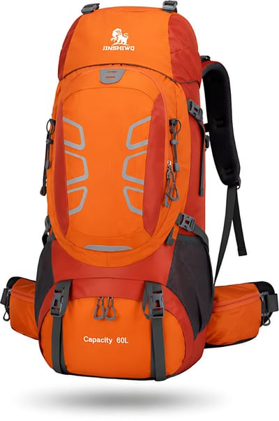 CarryQuest® 60L Bergbeklimmen Rugzak - Weerbestendige Nylon Hiking Backpack met Rugventilatie, Heupband & Meerdere Compartimenten - Oranje
