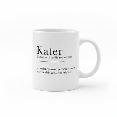 Grappige Definitie Koffiemok 330 ml – “Kater” Humor Tekst Keramische Mok