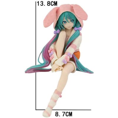 14CM Figurine Anime HATSUNE MIKU Figurine Stopper à Nouilles Pyjama Oreilles de Lapin Modèle Jouet Poupée Modèle d'Action Collection Cadeau PVC beige