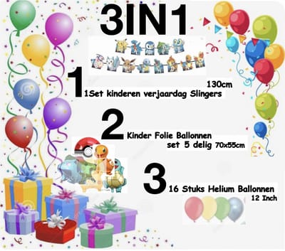1Set verjaardag Ballonnen - kinder verjaardag slingers – Kinders verjaardag folie ballonnen - Feestartikelen Cartoonthema's