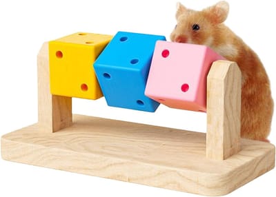 Hamster Kauwblok - Houten Speelgoed - Tanden Onderhoud - Geurloos Tandenslijpen - 14.7 x 8.6 x 7.2 cm - Meerkleurig