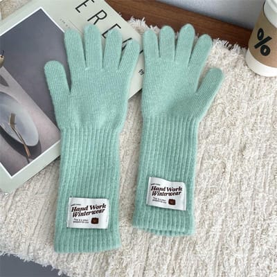 Handschoenen Wol Gebreid Touchscreen Doek Verdikt Winter Buiten Warmte voor Vrouwen Rijden gray