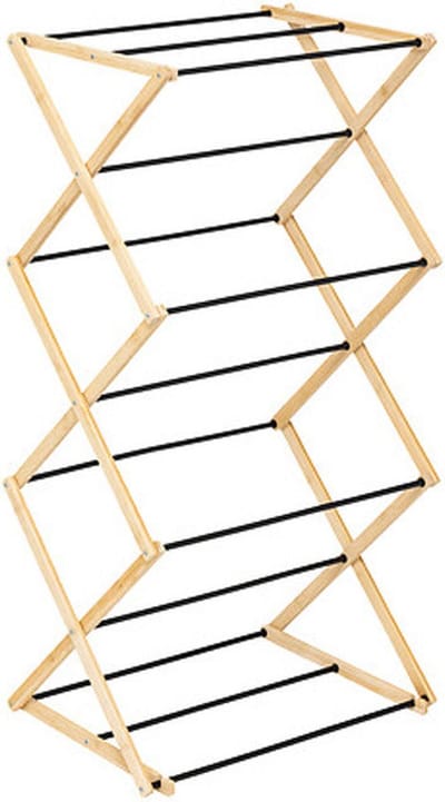 Five Wasrek/droogrek - zwart - bamboe - 54 x 106 cm - staand/inklapbaar