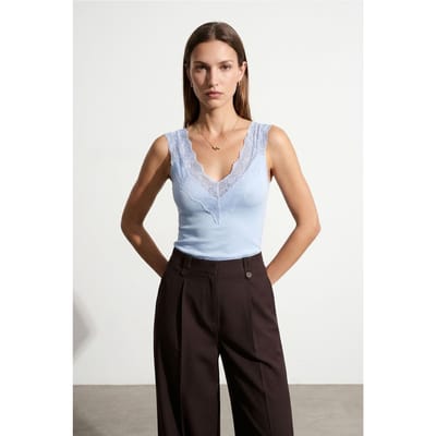 Aansluitend Mouwloos Kanten Blouse