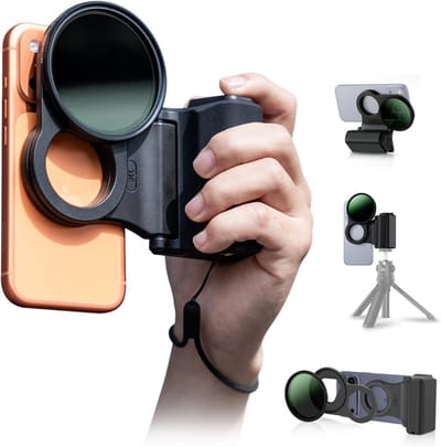 Variabele ND Filter 2-128 (7 Stops) met Magnetische Adapter en Handgreep - 3-in-1 Kit voor iPhone 17, 16 Pro, 15 Pro, 14 Pro, Professionele Fotografie en Videografie Accessoires