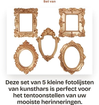Fotolijsten 5 Stuks - Kleine Fotolijst - Kunsthars - Retro Decoratie - 9,5 x 9 cm - Verschillende Kleuren - Voor Foto's en Specimens - Foto Lijst