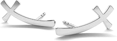 Montebello Oorbellen Amaris - 925 Zilver Gerhodineerd - Kruis - 8.6x19mm
