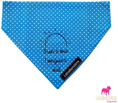 LanaBandana Dogwear | Slide-Over bandana | Hondenbandana | Zomer | Sun's Out, Tongues Out | Blue | Maat S