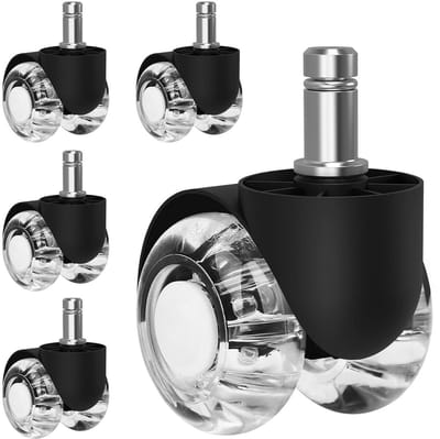 Duurzame bureaustoelwielen 50 mm - 5-delige set voor harde vloeren - Stille 360 graden rotatie