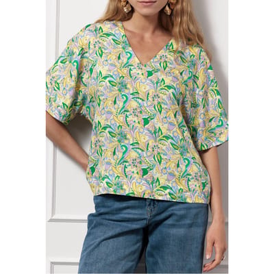 Studio Anneloes Patty Pastel V Neck Top Multi Color Maat: XS | Blouses Outlet | Dames | Groen