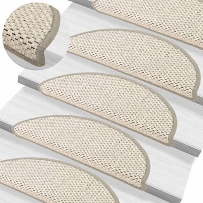 Zelfklevende Trapmatten - Sisaltapijt Houten Ladder - Trap Decoratie - Antislip Veiligheid - 56 x 20 cm - Beige