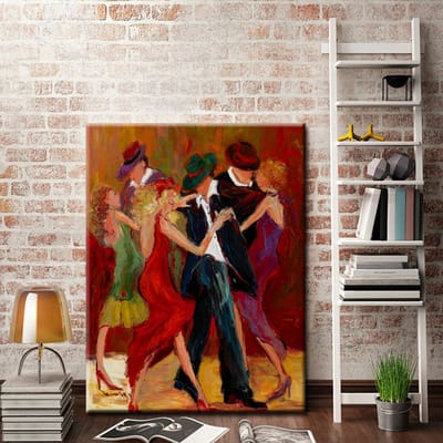 Allernieuwste.nl® Canvas Schilderij Latijnse Latin Dansers - Abstract - Poster - Reproductie - 50 x 70 cm - Kleur