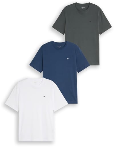 Tom Tailor - Basic T-shirts in een set van 3 - Maat XXL - Darkest Olive