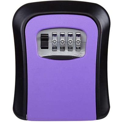 Boîte à clés Murale 4 Chiffres Alliage d'Aluminium Simple Coffre-fort Boîte à clés à serrure pour Chantier Appartement Usine Violet purple