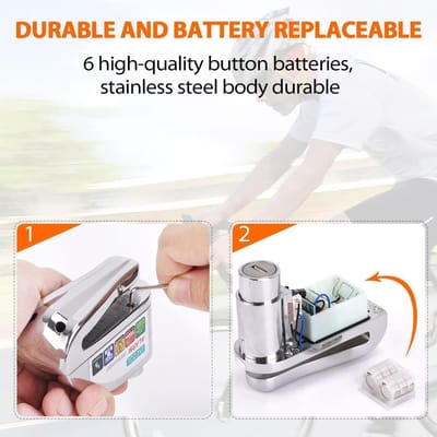 Schijfremslot met Alarm voor Motor en Scooter – 6 mm Pin Diameter
