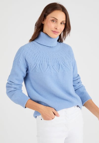Damart - Trui tricot met siersteek Thermolactyl - Dames - Blauw - XS