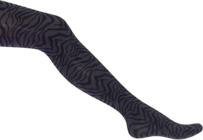 Bonnie Doon - Dames - Fine Zebra Tights - Zwart/Light Grey Heather - maat 36/38