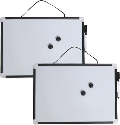 Gerimport Whiteboard/memobord magnetisch - 2x - mini - 23 x 18 cm - met marker en magneten