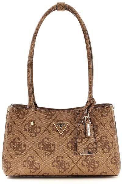 GUESS schoudertas Meridian II Shoulder Satchel Bag Latte Logo Lichtbruin