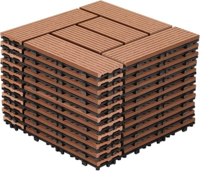 WPC tegels set van 11 terrastegels 30x30cm tegelset in het kliksysteem