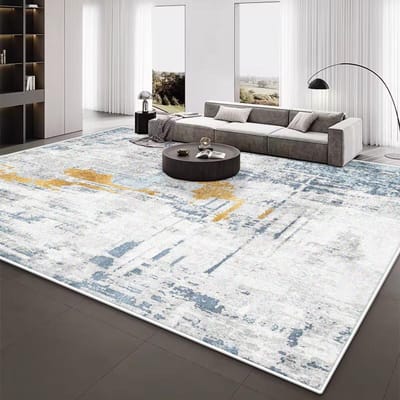 Décoration Moderne Grands Tapis de Salon Abstraits Luxe Maison Canapé Tapis Antidérapant Chambre Vestiaire Facile à Nettoyer Tapis de Sol Pelucheux 120*160cm