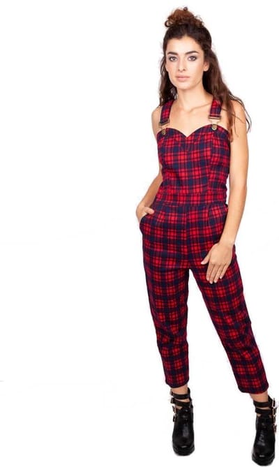 Jawbreaker Just Checking Plaid Dames Tuinbroek - rood - L
