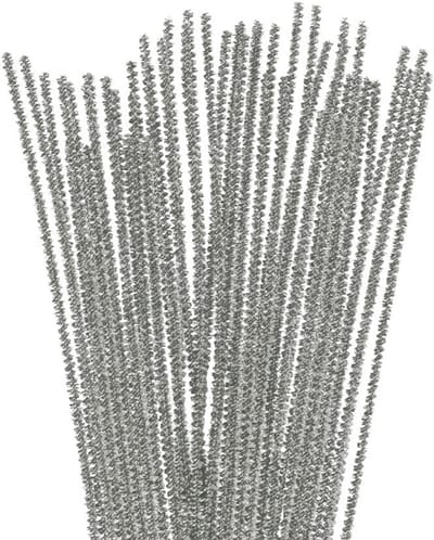 Buigbare Chenille Stelen Wikkeldraad voor Knutselen - 25 Stuks, Zilverkleurig, 6mm x 30cm