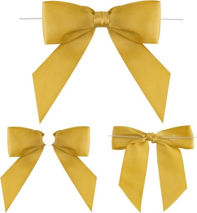 SnelShoppen - 50 Stuks Gouden Kant-en-klare Linten - Zelfklevende Satijnen Strikken voor Cadeauverpakking, Knutselen en Decoratie - Perfect voor Feest