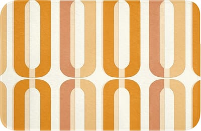 Badmat 60x40 cm - Antislip - U-vorm - Retro - Oranje - Badmatten voor badkamer - Badkamermat - Douchemat - Badkamer mat