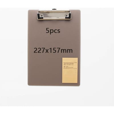 5 pièces A4/A5/A6 Presse-papier Bloc d'écriture Bloc de documents Porte-papier Rangement Presse-papier PP Fournitures de bureau d'affaires Presse-papier Menu gray