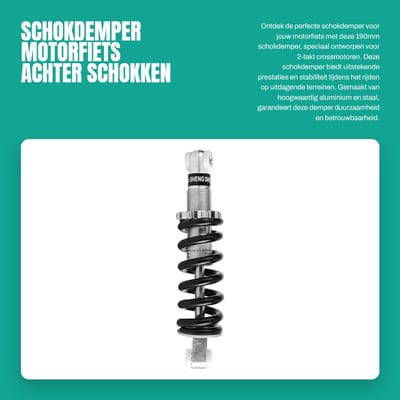Dailygoods- Schokdemper 190mm - Achter Schokbreker - Aluminium/Staal - Geschikt voor 2-takt Quads - 1200 lb Vering - Ideaal voor Motorfietsen