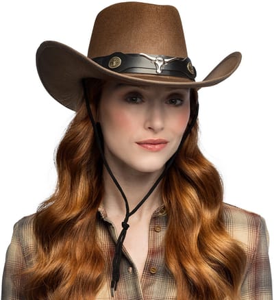 Boland - Hoed cowboy Wyatt bruin Bruin - 59 - Volwassenen - Unisex - Festival - Wild west - Western