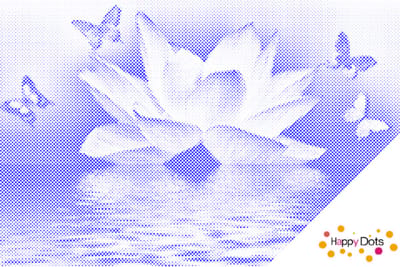 HappyDots DOT Painting Lotus Bloem 60x80cm - Stippelschilderij Blauw